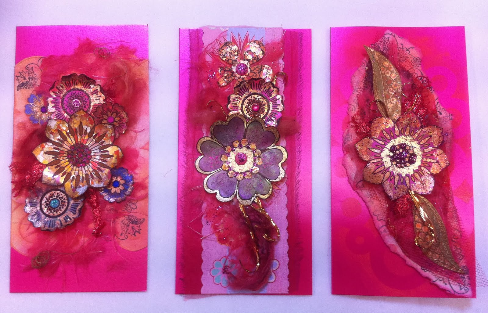 Quilters Cottage Norfolk Three Gilded Mixed Media Cards