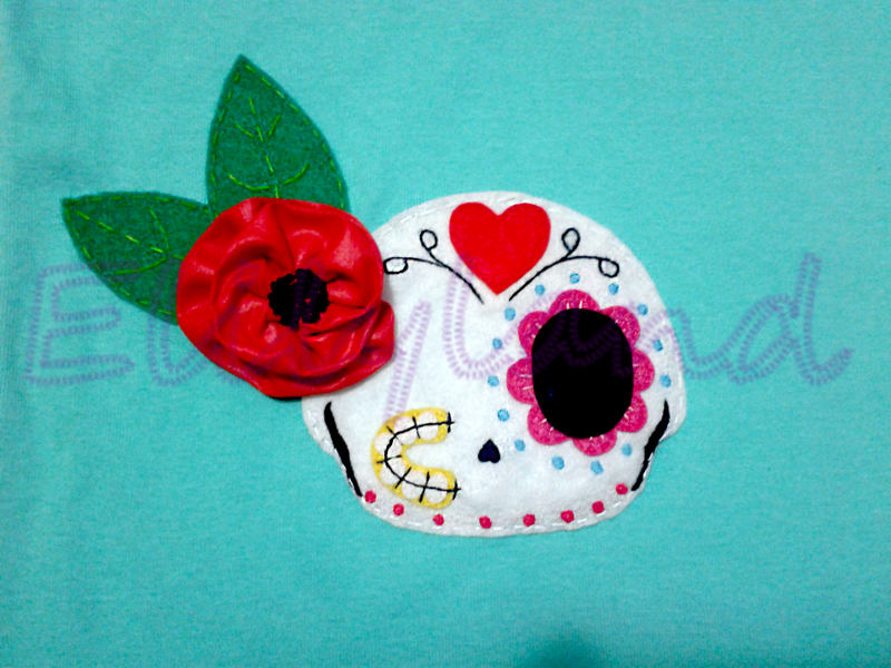 Camiseta Calavera Mexicana Mini-Elily Hecho a Mano