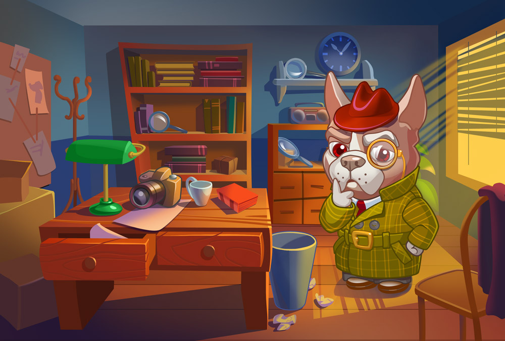 Oksana Petrovets Detective Bulldog and his Office