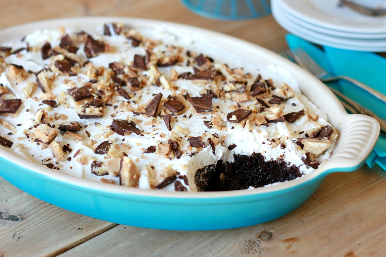 Cooking with Chopin, Living with Elmo ChocolateCaramel "Poke Cake