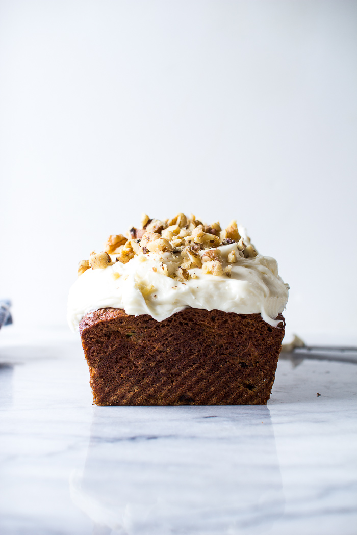 Flourishing Foodie Carrot Zucchini Bread with Cream Cheese Frosting