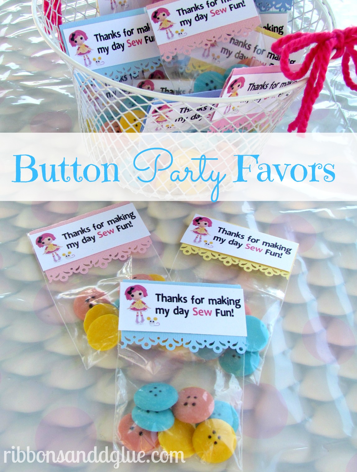 Chocolate Button Party Favors Ribbons & Glue