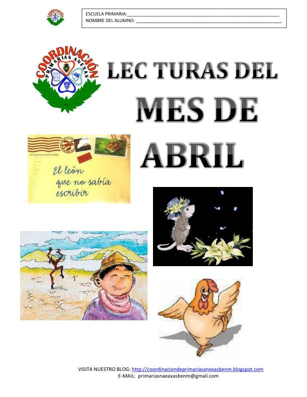 COORDINACION DE PRIMARIAS ANEXAS BENM LECTURAS A TRABAJAR EN EL MES DE