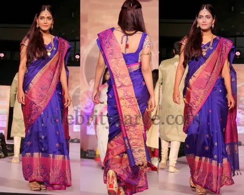 Purple Silk Saree by Kalamandir