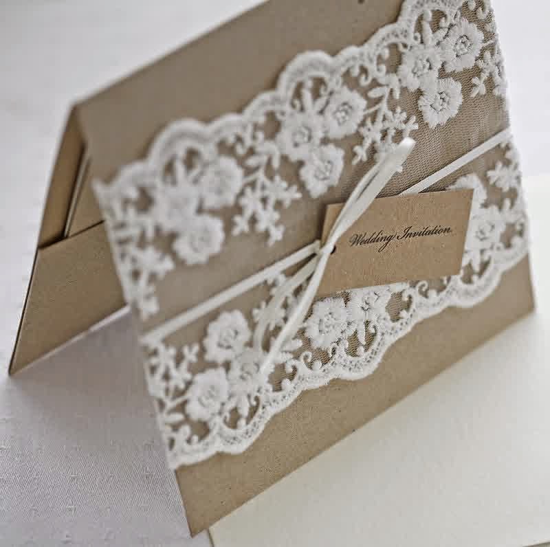 Burlap and lace wedding invitation ideas