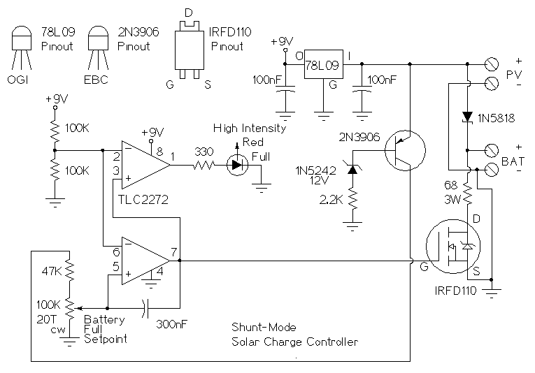 Solar charger Controller Circuit Diagram 
