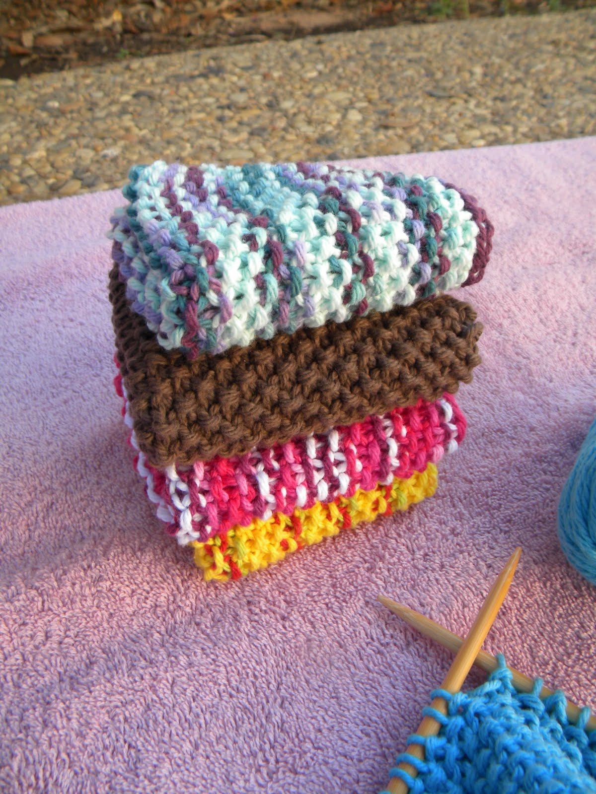 Stitch 2 Buttercups Knit Dishcloths Seed Stitch