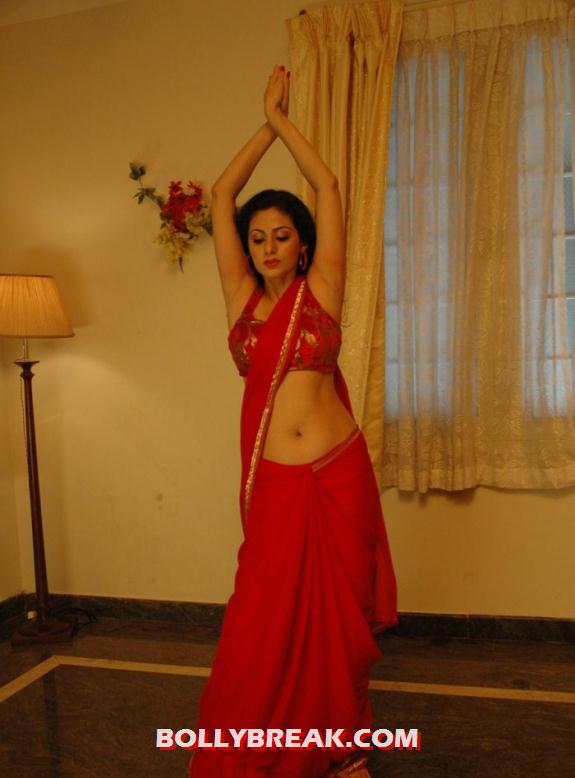 Sana enticing her viewers in a super hot red sari and flaunting her navel - (2) - Sada in red saree Hot Navel Show