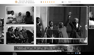 Imagen del archivo multimedia online muestra tres fotografías de Nelson Mandela en diferentes circunstancias.