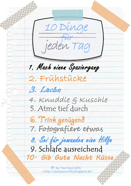 kostenloses Template 10 Dinge für jeden Tag - ToDo Liste zum Wohlfühlen | http://panpancrafts.blogspot.de/