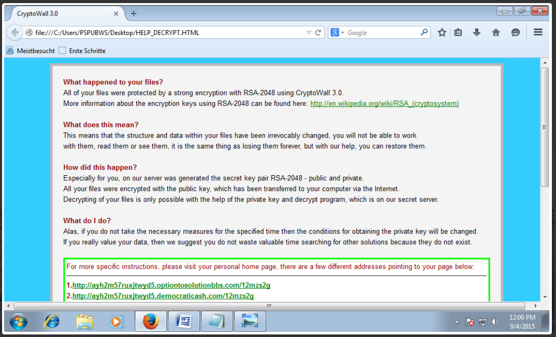Cryptolocker Trojan Win32/Crilock A. Cryptolocker Trojan Win32/Crilock A.