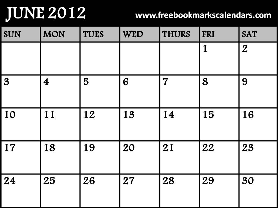 Free June 2012 Calendar