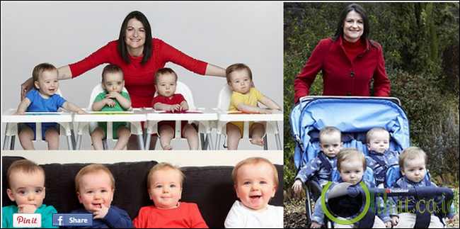 Emma Robbins dan bayi kembar 4 nya Emma Robbins dan bayi kembar 4 nya