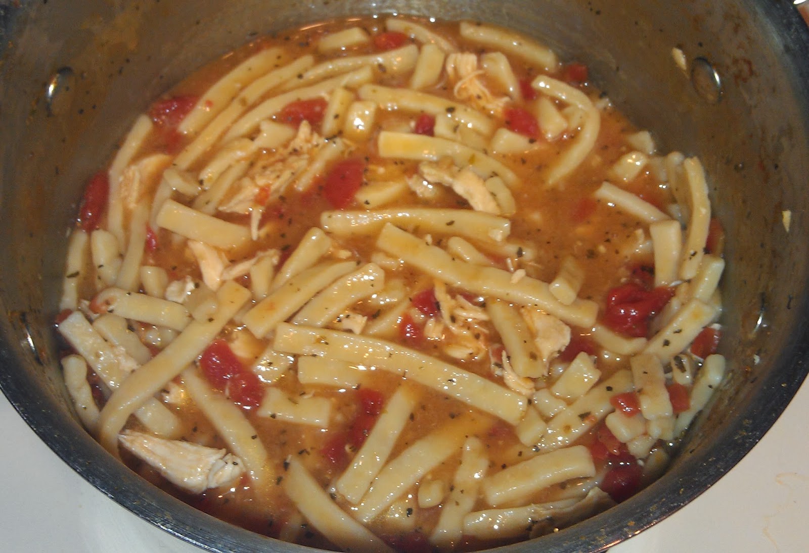 Confessions of a Frugal Mind Recipe Tomato Basil Chicken & Noodle Soup