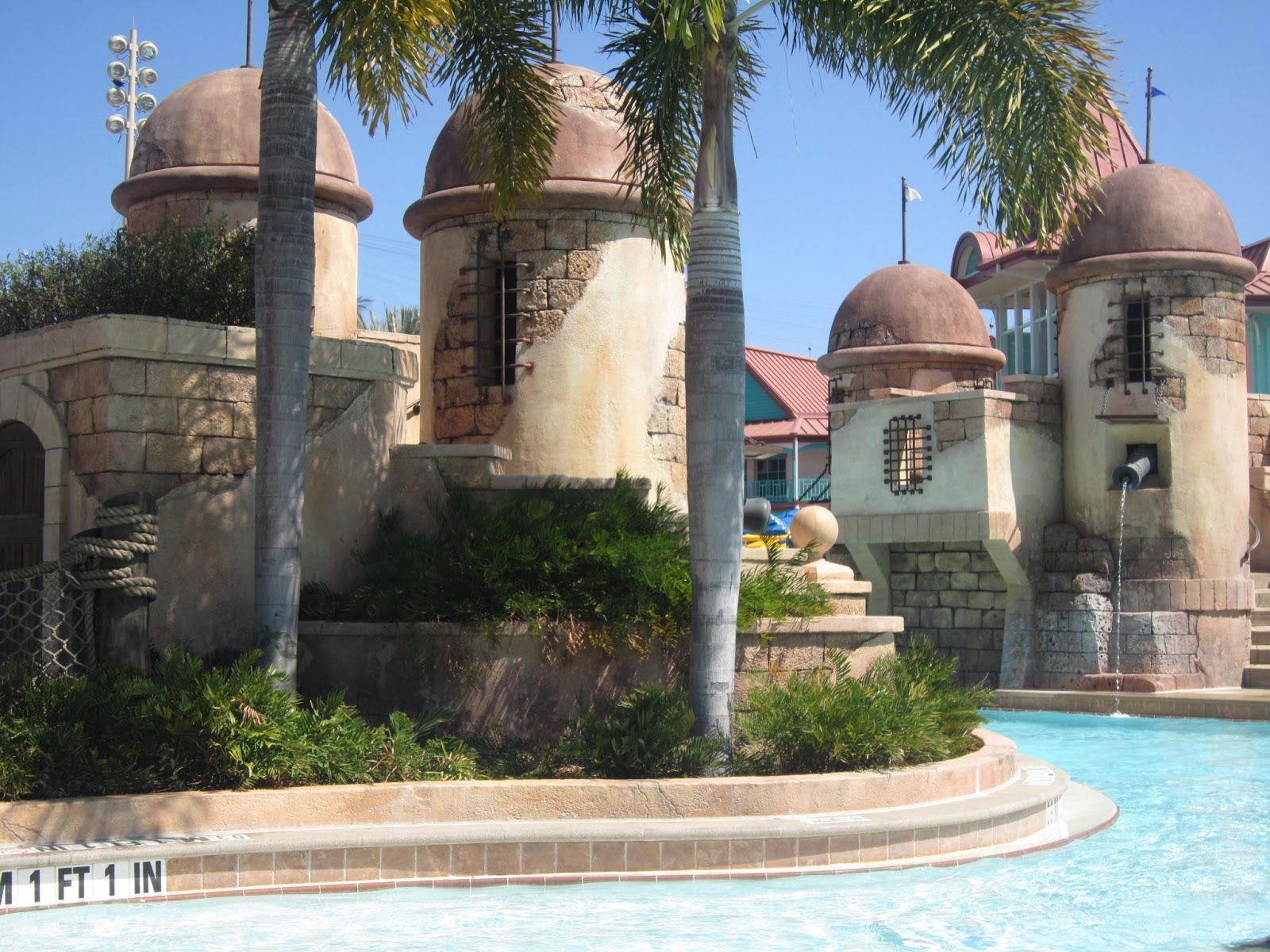 Spanish fortress pool at the Caribbean Beach Resort Walt Disney World, Orlando, Florida, family vacation, pool, swimming, Old Port Royale