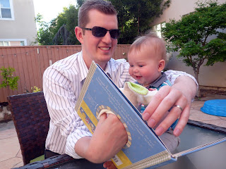 Daddy reading Freddie a story