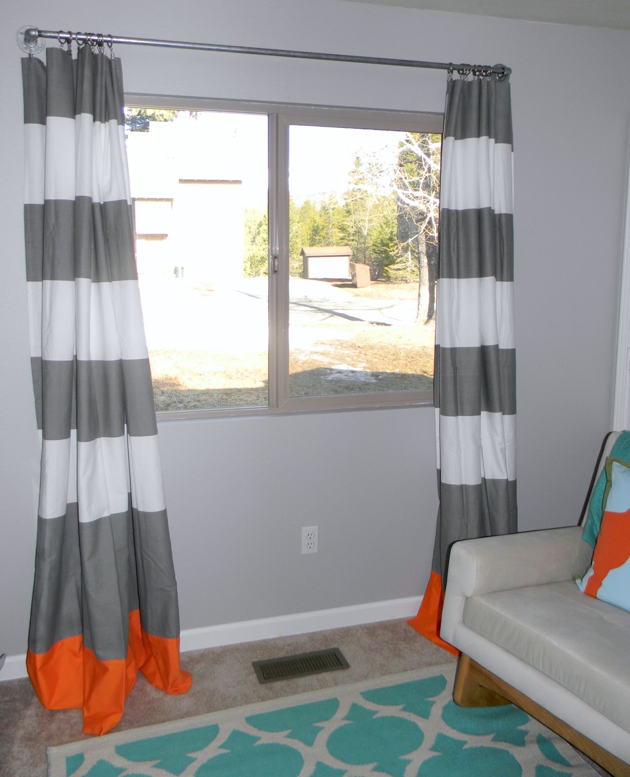 DIY West Elm Curtain Rod & Striped Curtains Schue Love