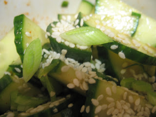 raw Gochujan Cucumber Salad Korean Tahini Vegetarian ngsdinner@blogspot.com