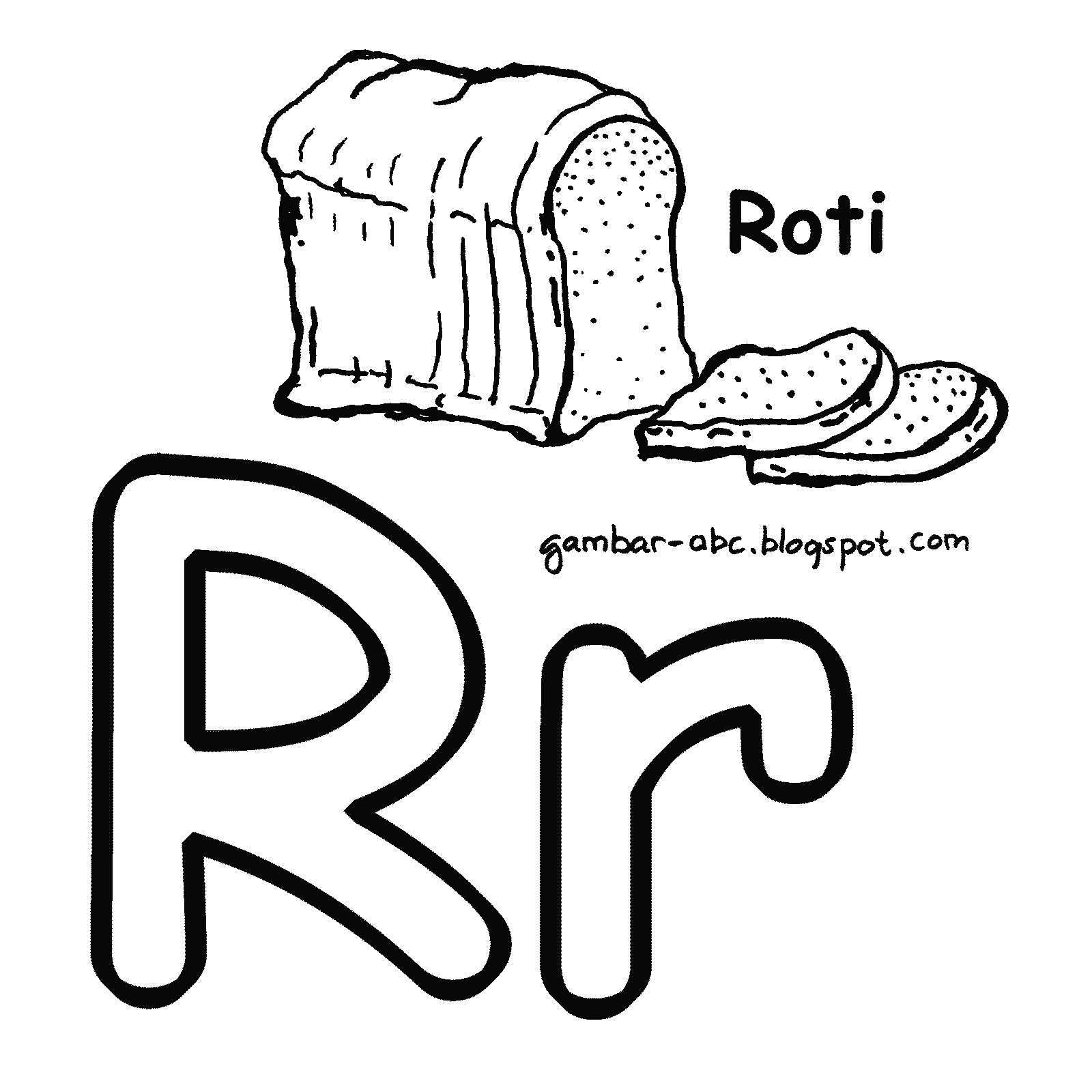 Mewarnai Huruf "R" Gambar Roti - Contoh Gambar Mewarnai