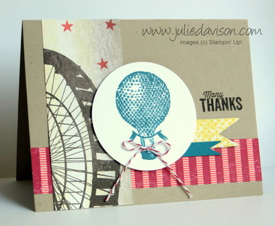Julie S Stamping Spot Stampin Up Project Ideas By Julie Davison Carnival Inspired Thank You Card
