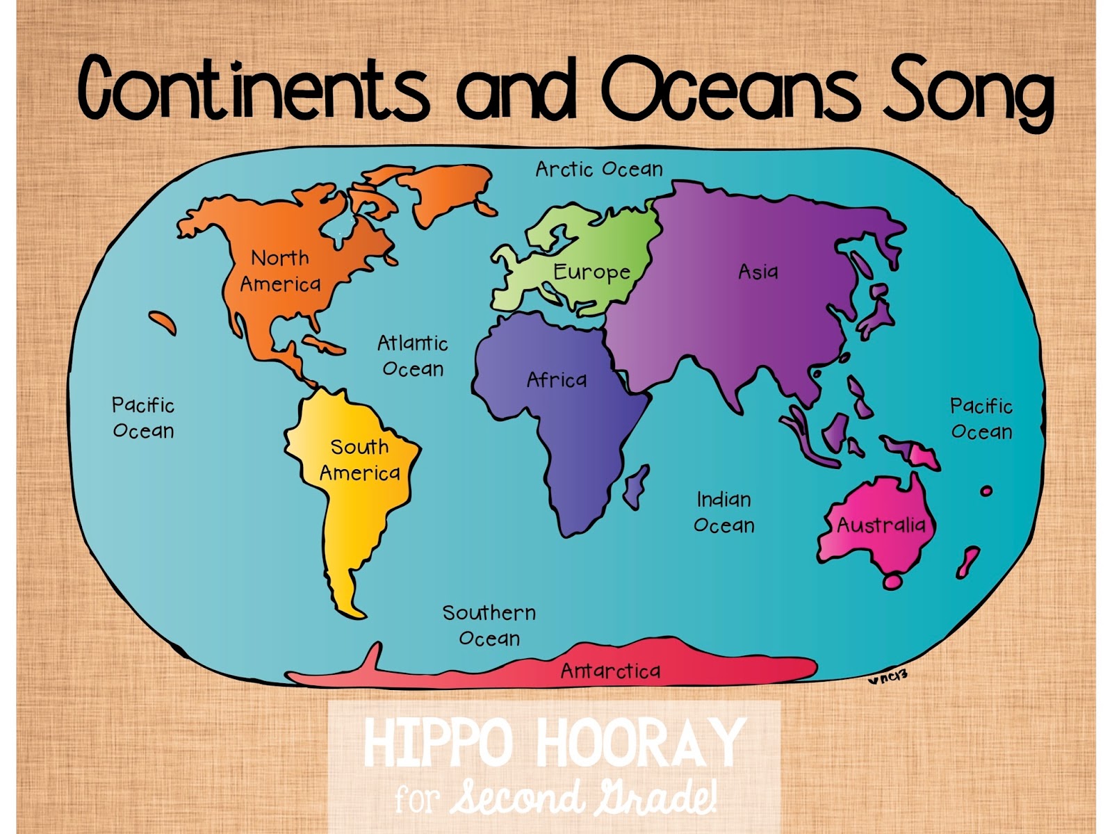 Hippo Hooray for Second Grade: Continents and Oceans Song
