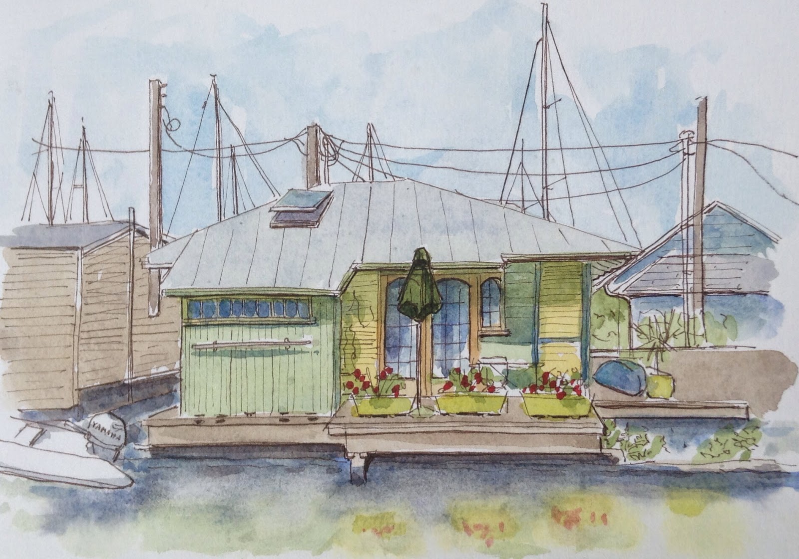 houseboat sketch urban sketchers seattle houseboat sketching houseboat sketch urban sketchers seattle houseboat sketching
