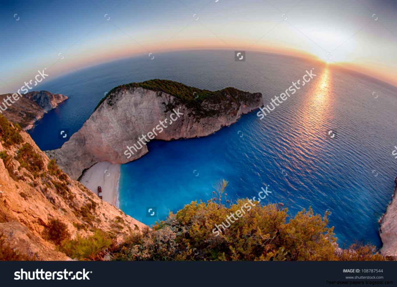 Beautiful Sunset At Navagio Bay In Zakynthos Greece The Place Of Beautiful Sunset At Navagio Bay In Zakynthos Greece The Place Of