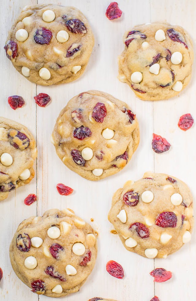 Soft and Chewy Cranberry White Chocolate Chip Cookies 