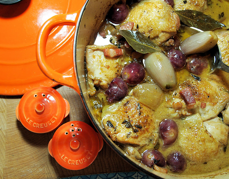 Le Creuset Guest Recipe Post Chicken with Black Grapes and Marsala Sauce