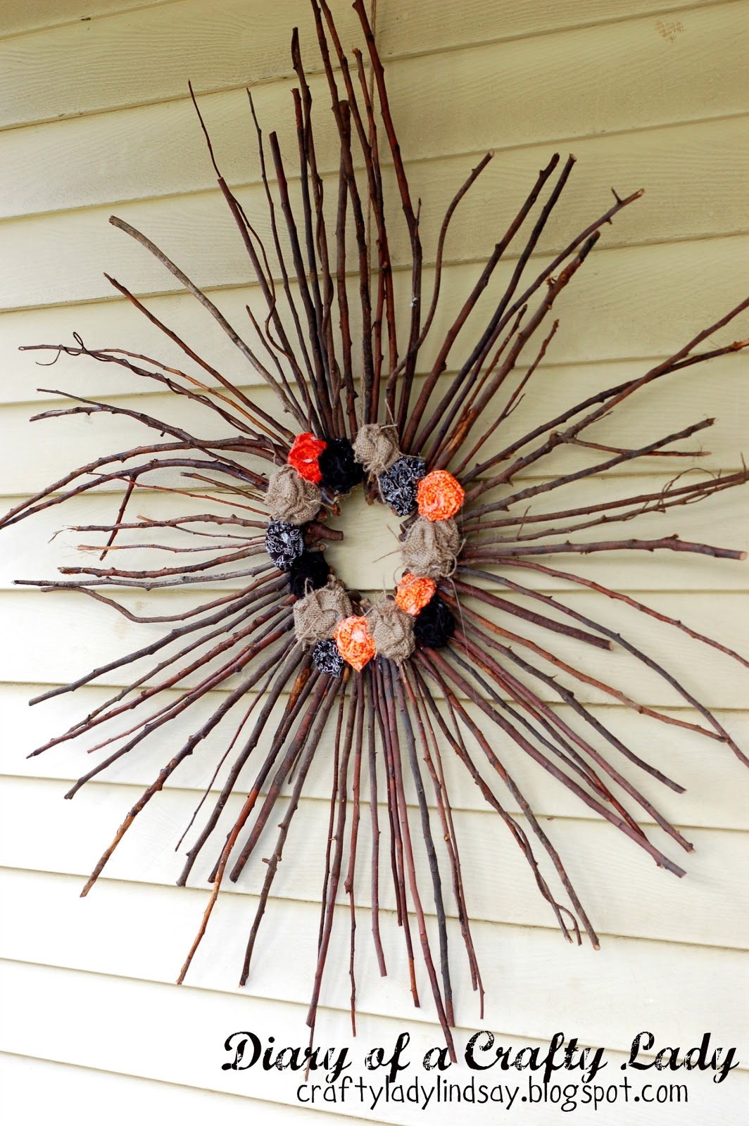 Diary of a Crafty Lady Fall Stick Wreath