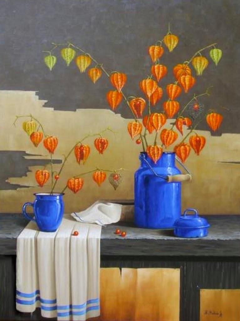 pinturas-decorativas-de-jarras-con-flores-oleos bodegones-de-flores-realistas