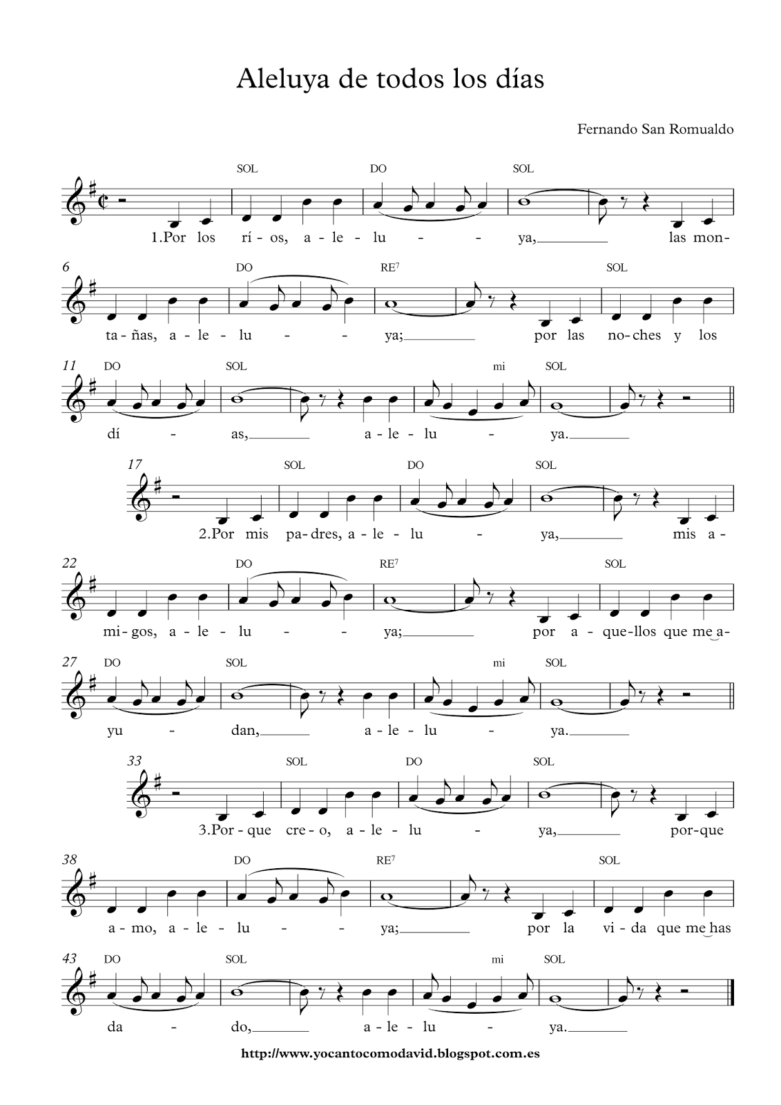 Aleluya de todos los días Yo canto como David