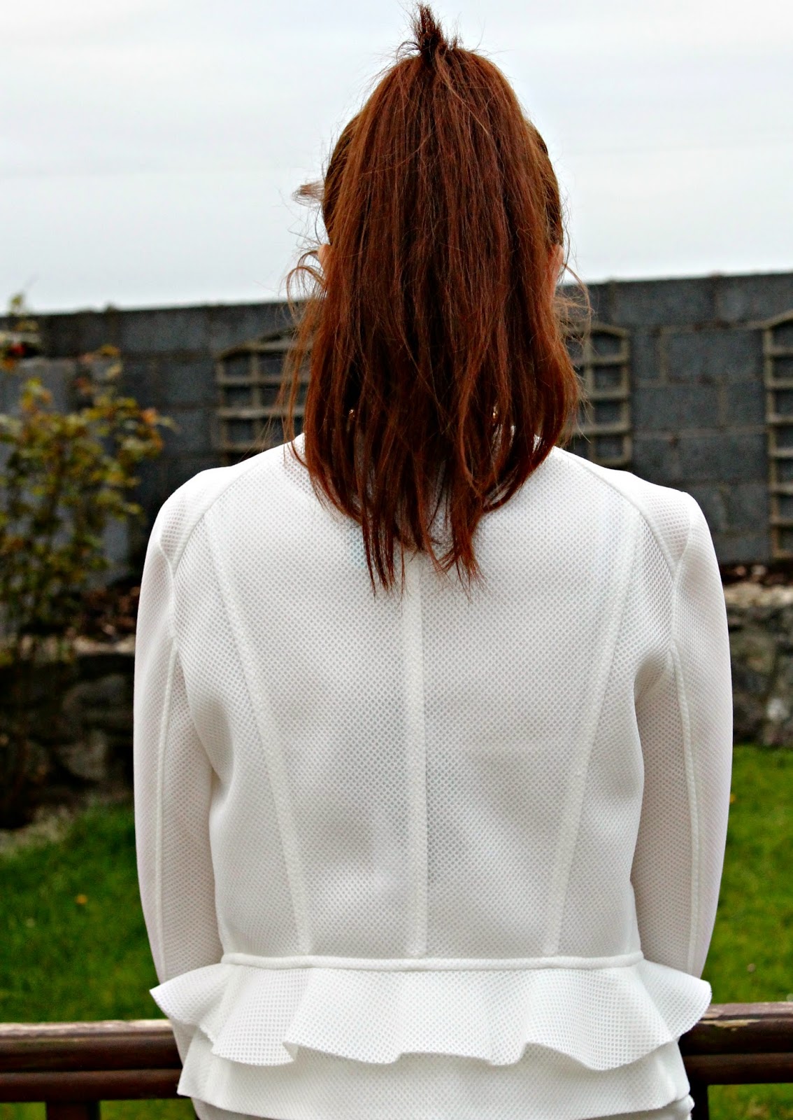 O'Donnell Boutique white mesh peplum jacket
