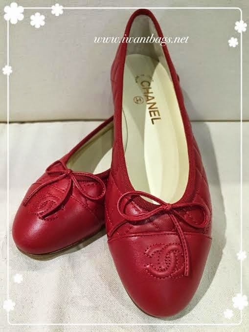 chanel red ballet flats