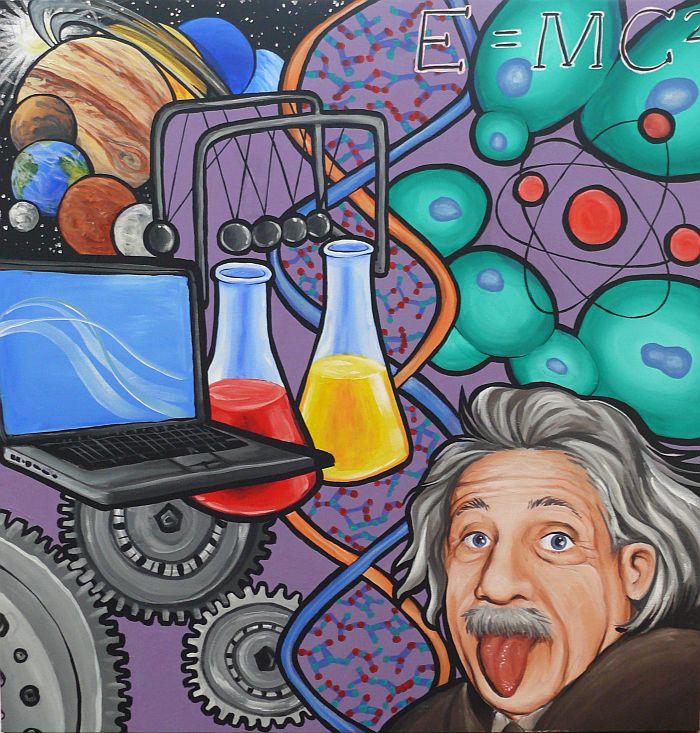 School mural, Science art, Illustration art