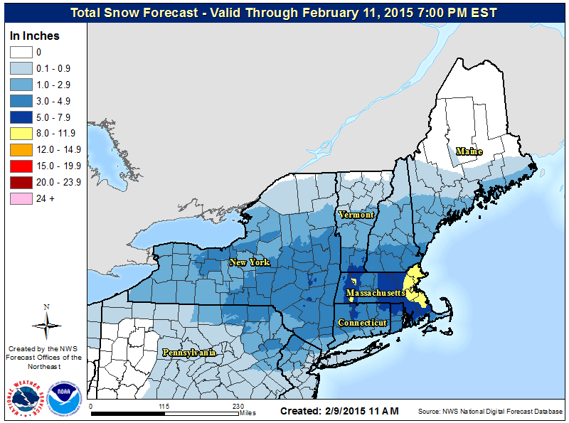 New England Snow Depth Chart