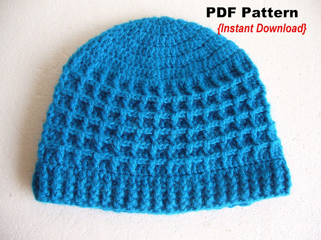 crochet waffle stitch hat pattern