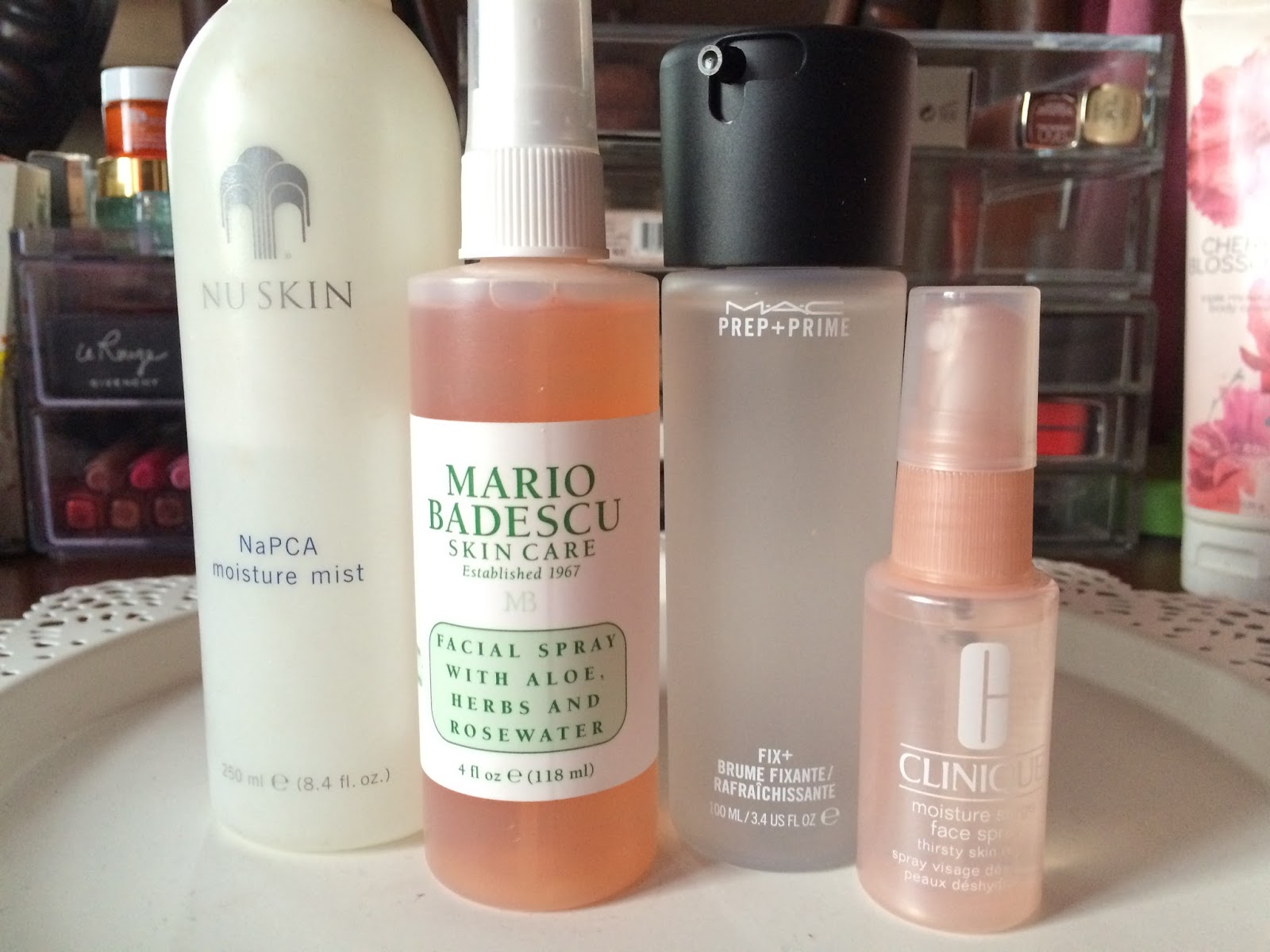 Facial mist reviews NuSkin, Mario Badescu, MAC Fix+, and Clinique