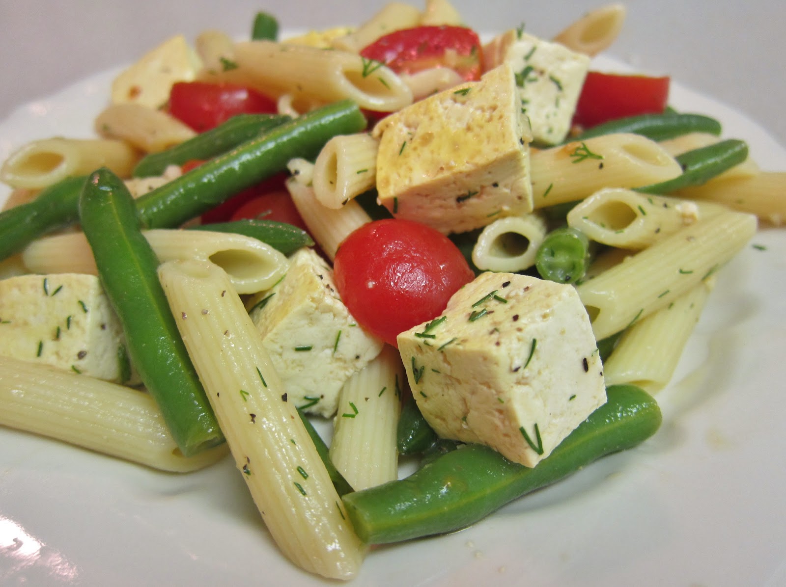The Vegan Chronicle Penne, Crispy Tofu, and Green Bean Salad