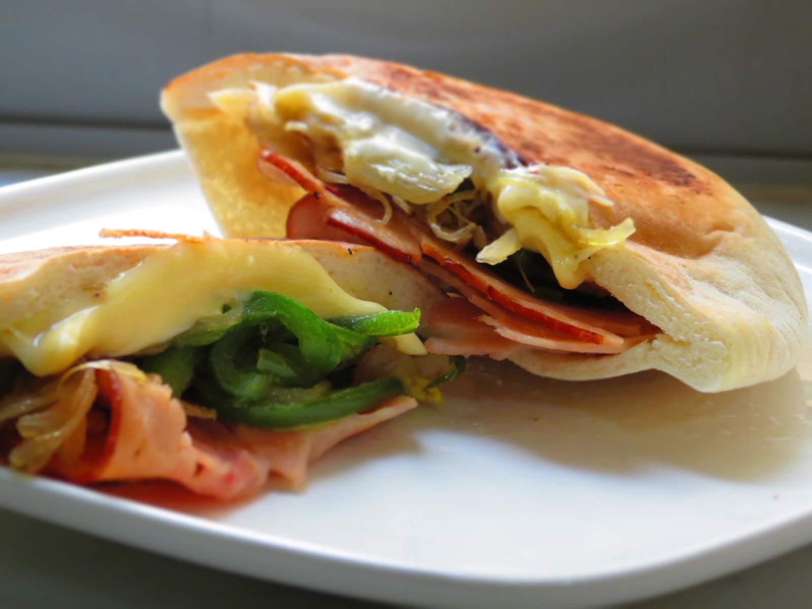 mittu cooking love Yummy Breakfast Pita Sandwich Turkey Ham and Egg