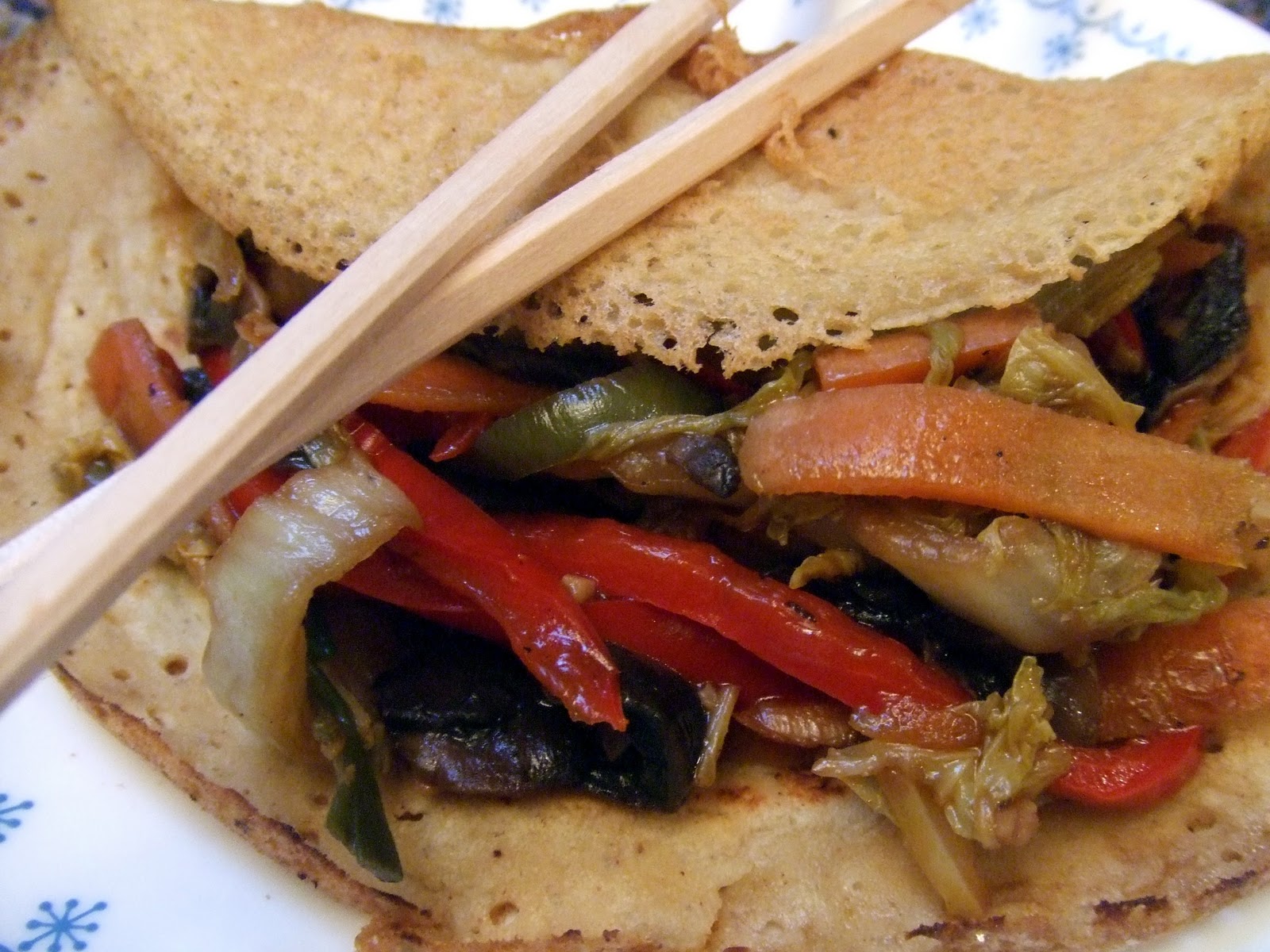 VeganMoFo "M" is for Moo Shu Vegetables with 5Spice Pancakes The "V