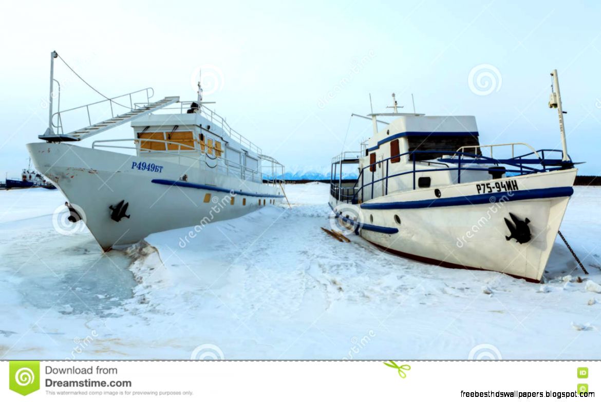 Ship In Frozen Lake Covered With Snow In Winter Evening Editorial Ship In Frozen Lake Covered With Snow In Winter Evening Editorial