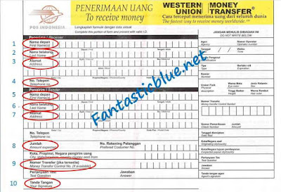 Formulir Blanko Western Union Post Indonesia