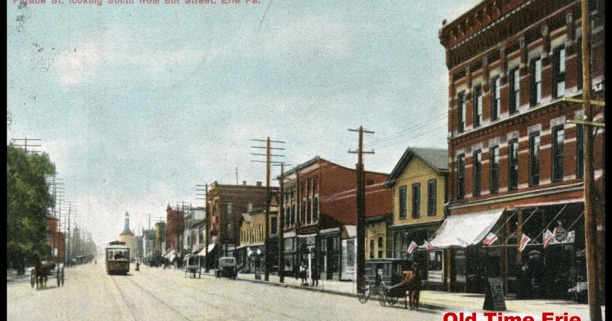 Old Time Erie Kraus' Store at 8th and Parade with Trolley