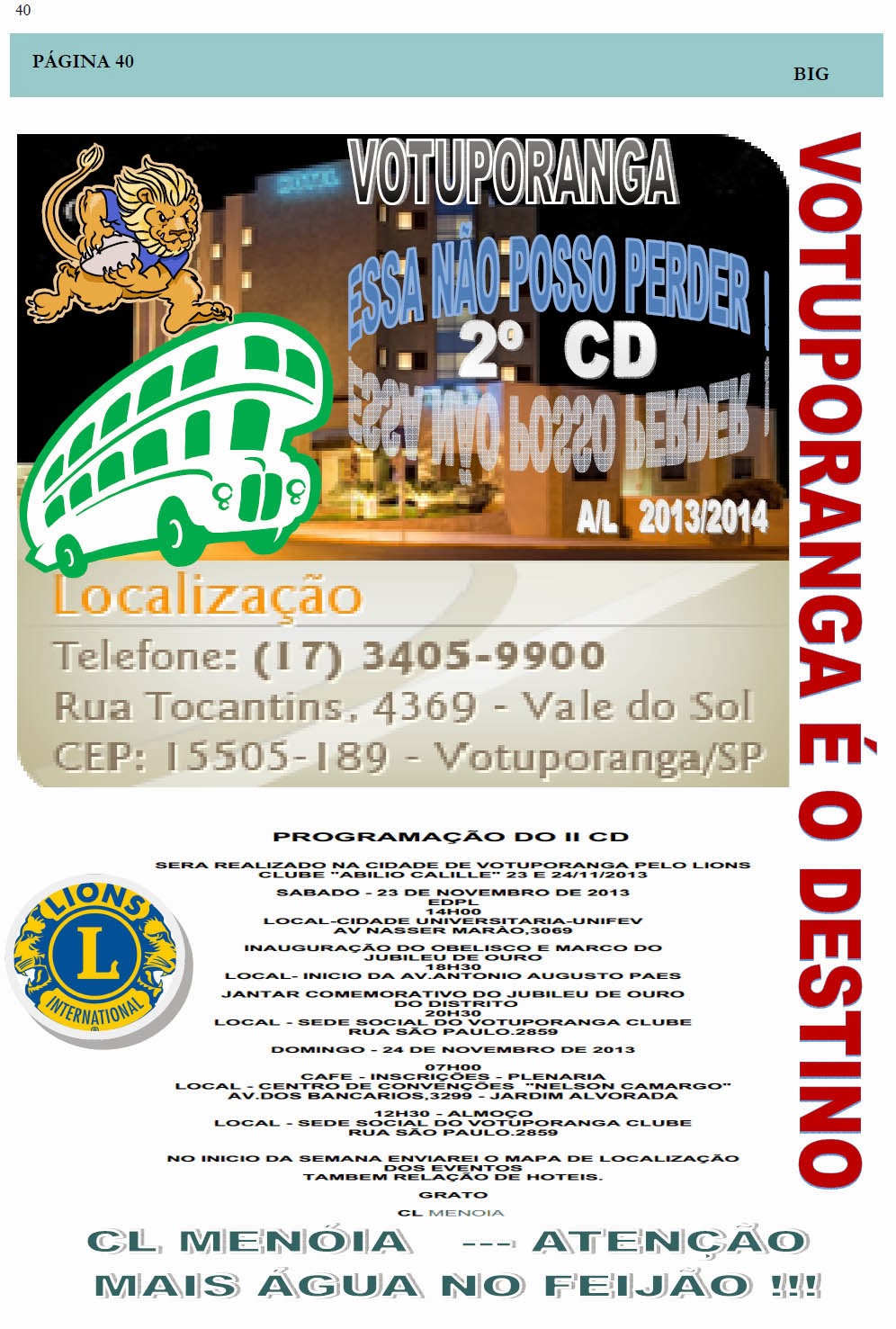 2a. DISTRITAL LC-6, VOTUPORANGA