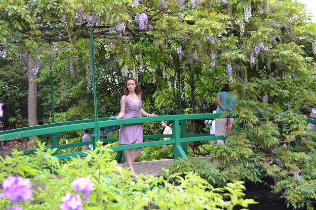 Giverny Monet's Garden pastel iridescent lilac dress bridge