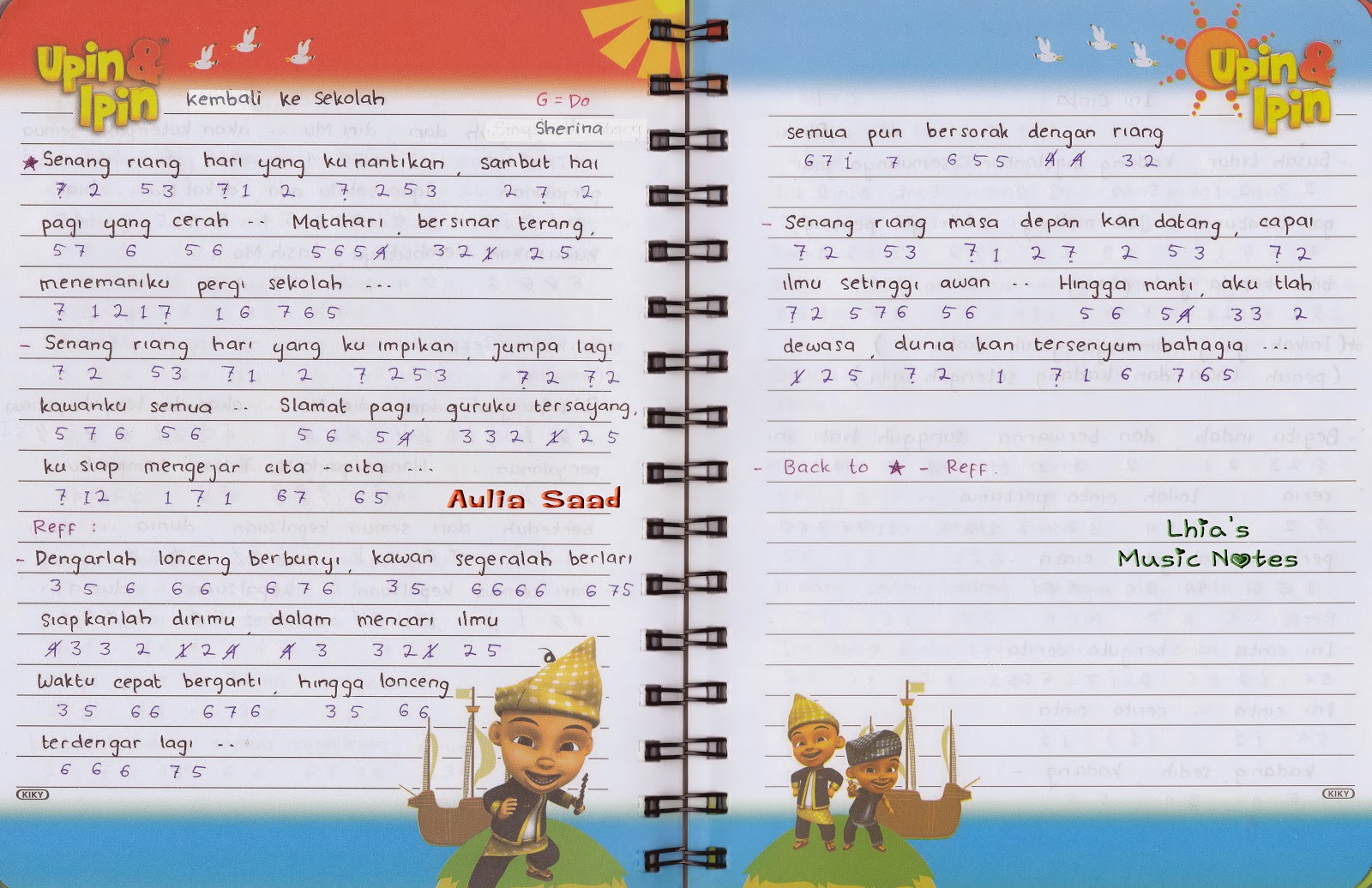 Not Angka Sherina Kembali Ke Sekolah Lhia S Music Notes