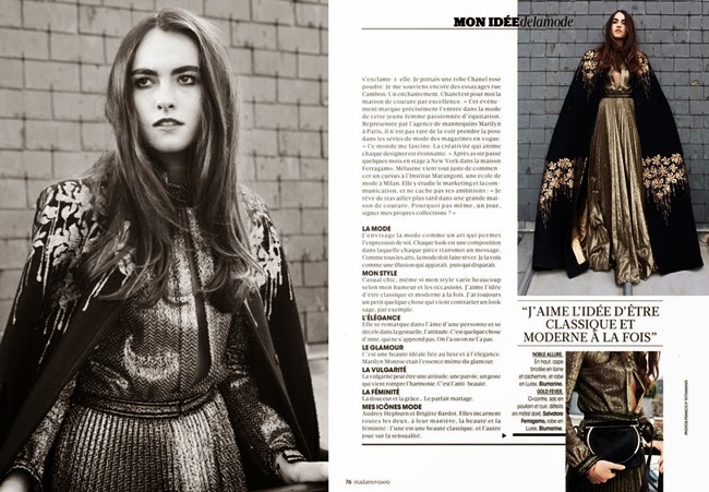 Madame Figaro December 2014, Melusine Ruspoli Blumarine 2014 AW Black Royal Long Cape Editorials