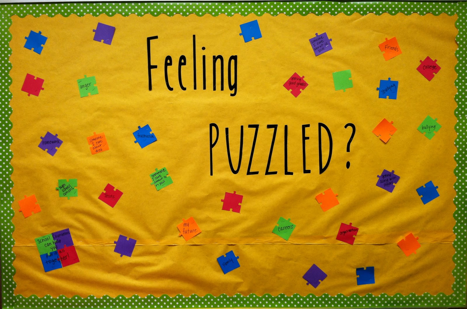 School Counselor Blog Feeling Puzzled School Counselors Can Help You Put It All Together Bulletin Board