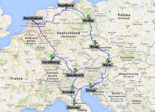 Europa-Trip-Karte by google-maps